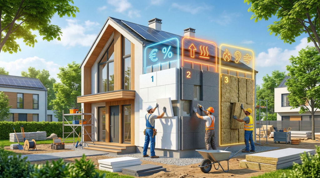 ocieplenie ścian zewnętrznych styropianem lub wełną